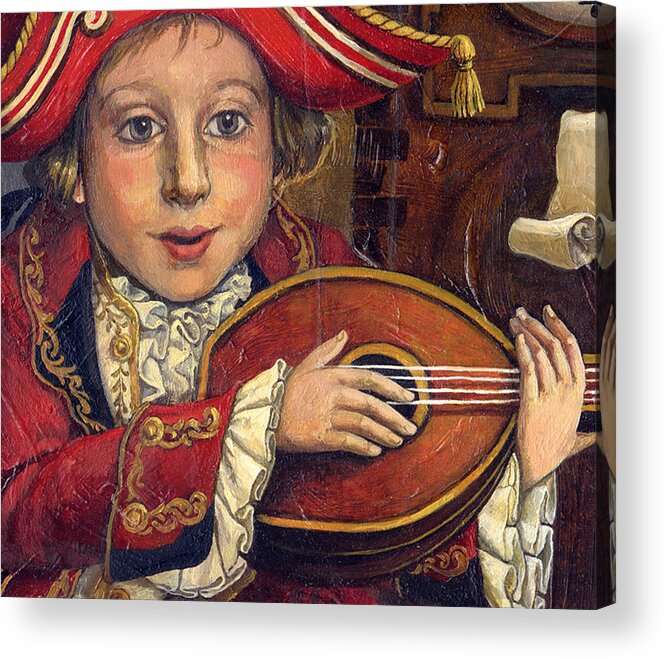  Music Paintings Acrylic Print featuring the painting The little Mozart.Detail. by Victoria Francisco