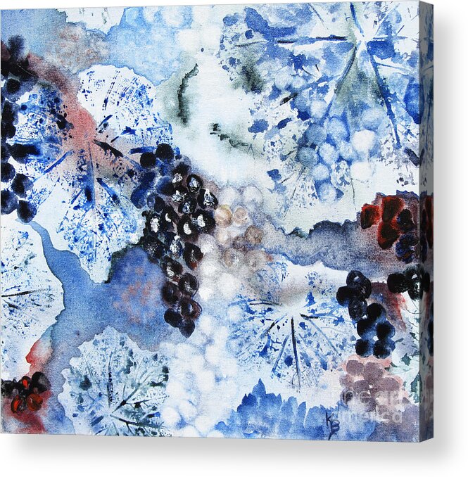Winter Acrylic Print featuring the painting Winter Grapes III by Karen Fleschler