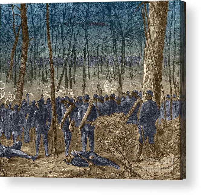 America Acrylic Print featuring the photograph Battle Of The Wilderness, 1864 #1 by Photo Researchers