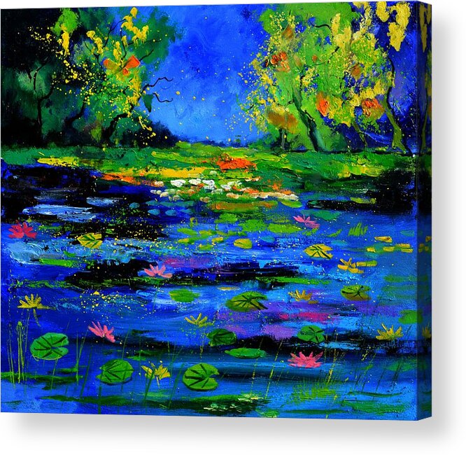 Landscape Acrylic Print featuring the painting Magic pond 765170 #2 by Pol Ledent