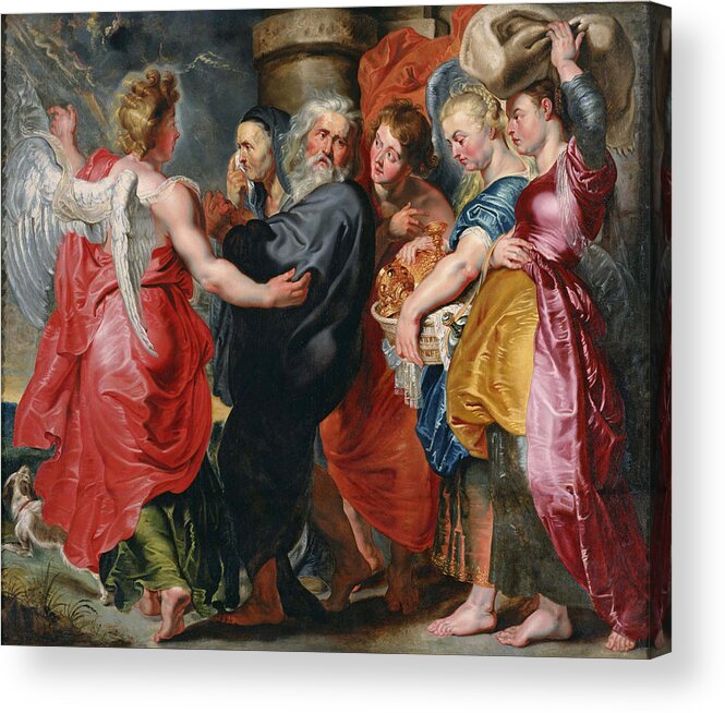 Jacob Jordaens Acrylic Print featuring the painting The Flight of Lot and His Family from Sodom #5 by Jacob Jordaens