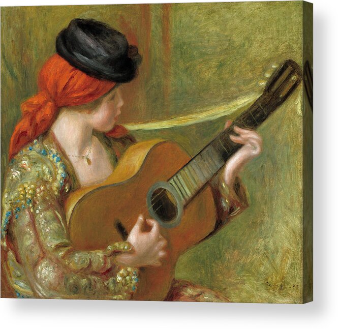 Renoir Acrylic Print featuring the painting Young Spanish Woman with a Guitar #1 by Auguste Renoir