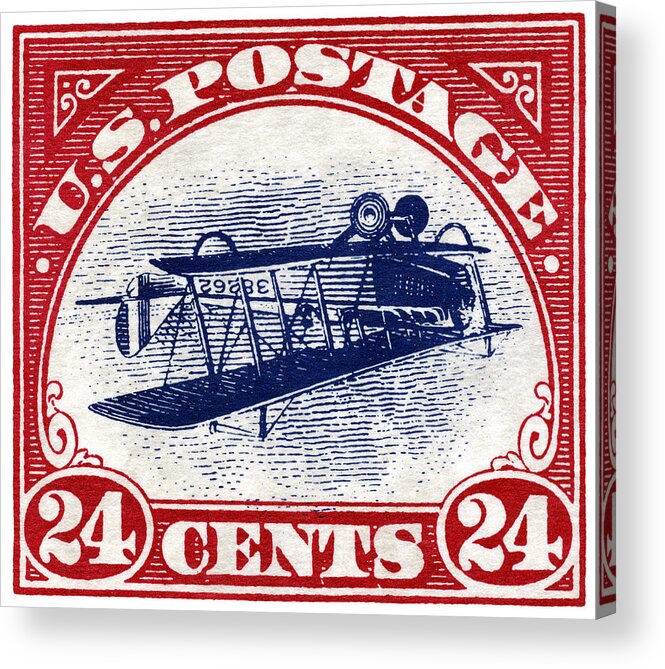 Aviation Acrylic Print featuring the painting 1918 Inverted Jenny Stamp by Historic Image