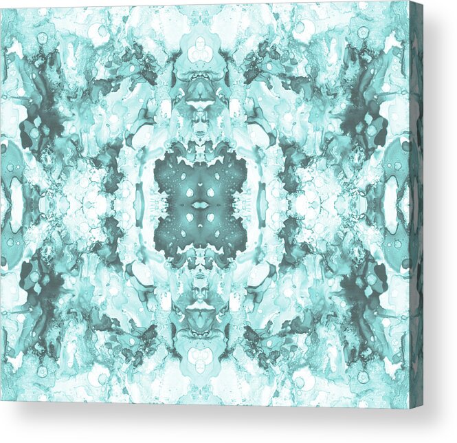 Pattern Acrylic Print featuring the mixed media Abstract 20 Aqua by Lucie Dumas