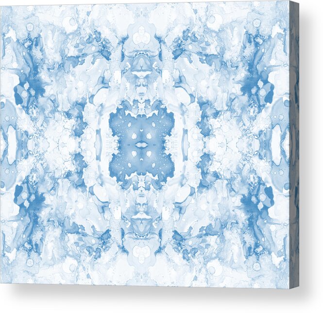 Abstract Acrylic Print featuring the mixed media Abstract 20 Blue by Lucie Dumas