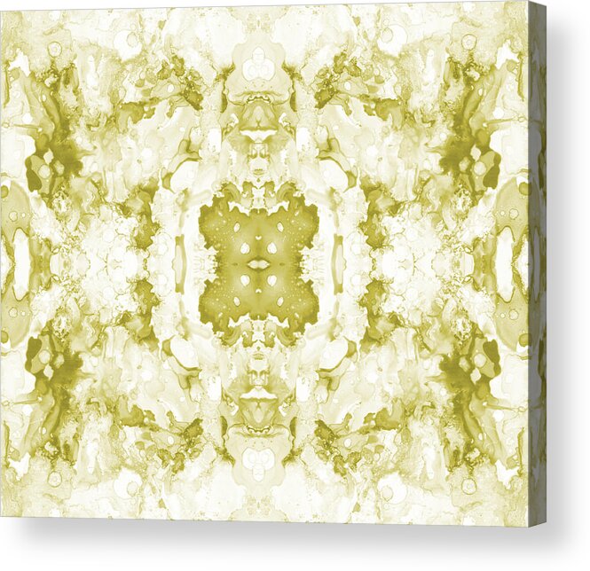 Abstract Acrylic Print featuring the mixed media Abstract 20 Green by Lucie Dumas