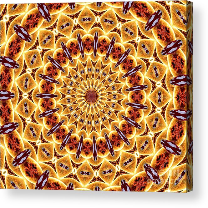 Flags Acrylic Print featuring the photograph American Flag and Fireworks Kaleidoscope Abstract 4 by Rose Santuci-Sofranko