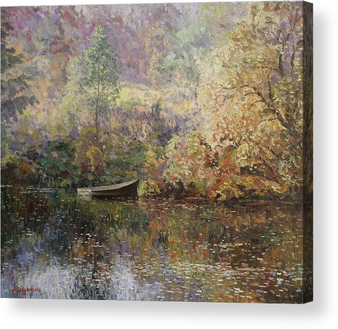 Landscape Acrylic Print featuring the painting Autumn tenderness by Andrey Soldatenko