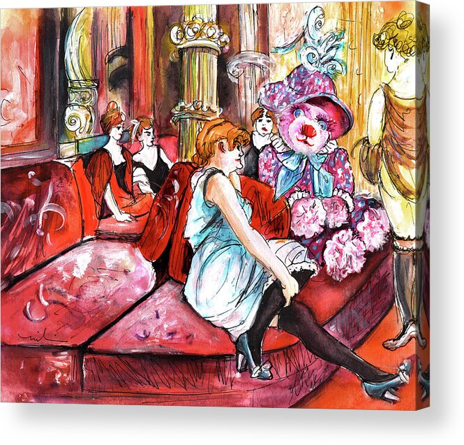 Truffle Mcfurry Acrylic Print featuring the painting Bearnadette In The Salon Rue Des Moulins In Paris by Miki De Goodaboom