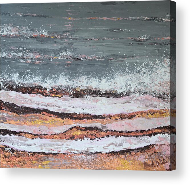 Breaking Waves Painting Acrylic Print featuring the painting Breaking Waves #3 by Adriana Dziuba