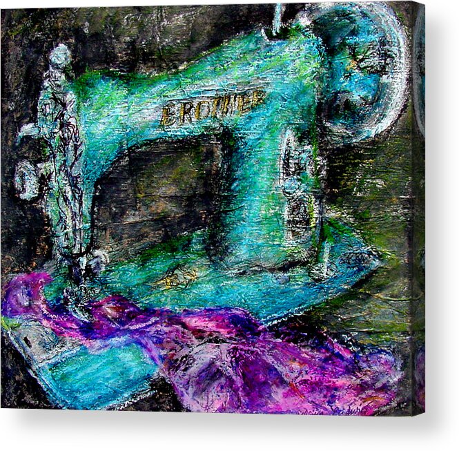 Sewing Machine Acrylic Print featuring the painting Brother Machine by Diana Ludwig