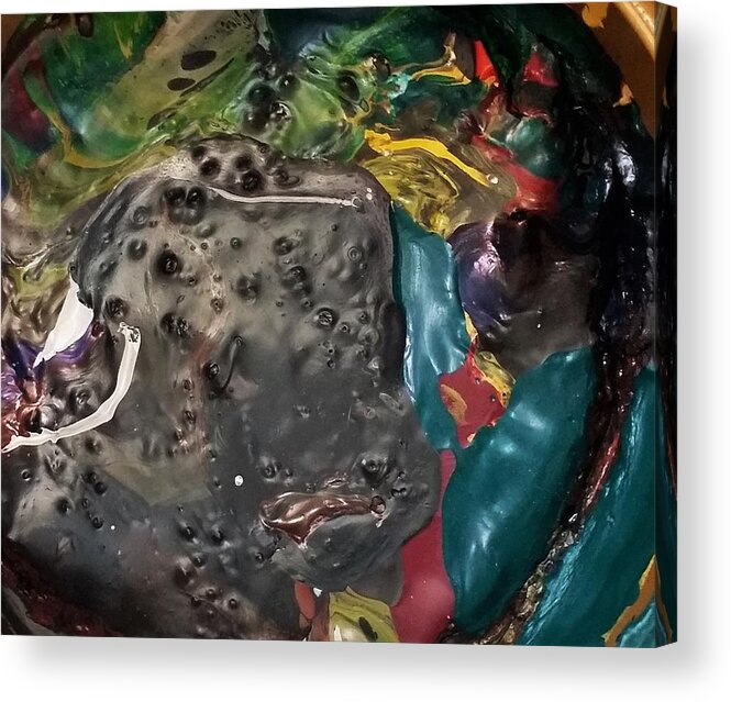 Abstract Expressionism Acrylic Print featuring the painting Bucktooth Seal Reaching For Success by Gyula Julian Lovas