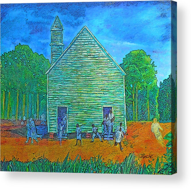  Acrylic Print featuring the digital art Coming Out of Church by Joe Roache