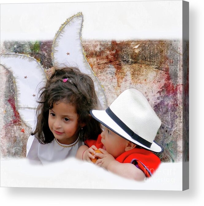 Angel Acrylic Print featuring the photograph Cuenca Kids 1031 by Al Bourassa