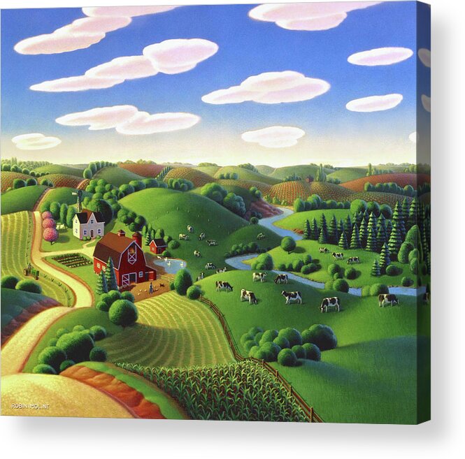 Dairy Farm Acrylic Print featuring the painting Dairy Farm by Robin Moline