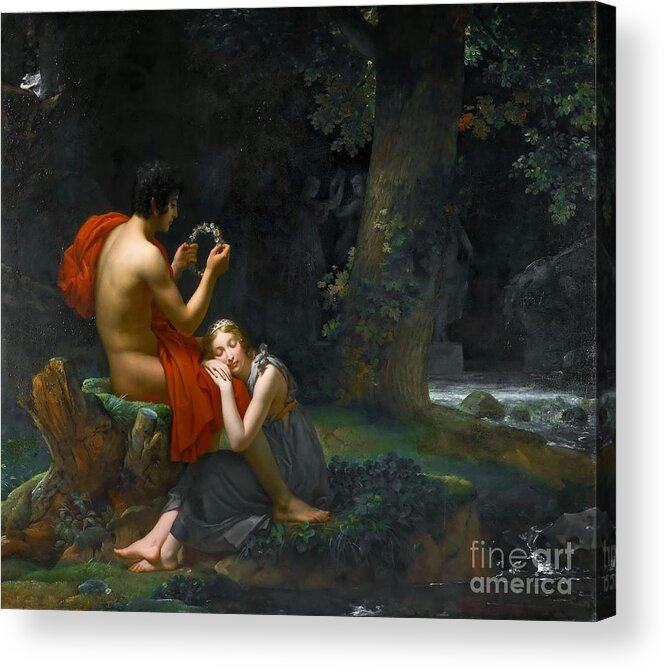 François Gérard - Daphnis And Chloe 1824 Acrylic Print featuring the painting Daphnis and Chloe by MotionAge Designs