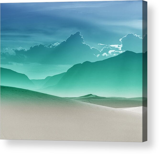 White Sands Acrylic Print featuring the photograph Evening Stillness - White Sands - Sea Gradient by Nikolyn McDonald