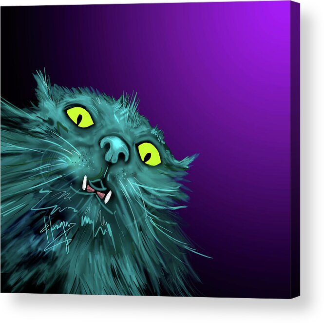 Fang Acrylic Print featuring the painting Fang DizzyCat by DC Langer