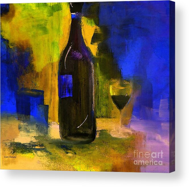 Wine Acrylic Print featuring the painting One last glass before Bed by Lisa Kaiser