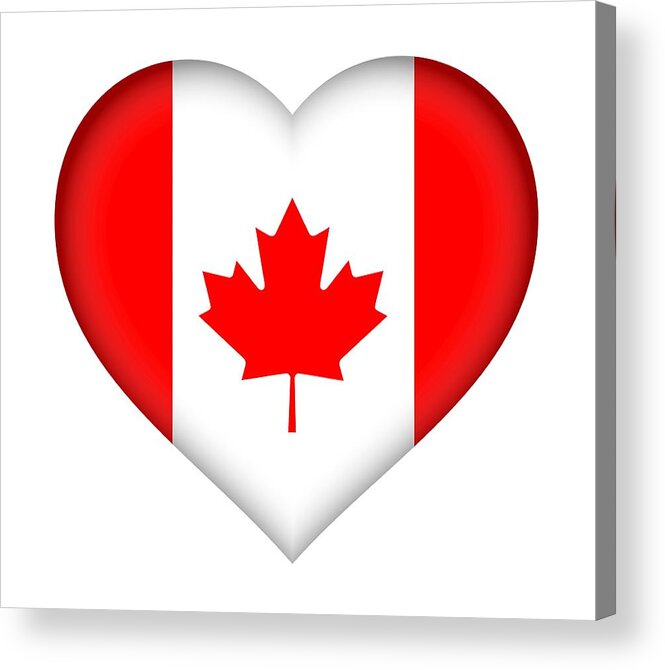 Canada Acrylic Print featuring the digital art Flag Of Canada Heart by Roy Pedersen