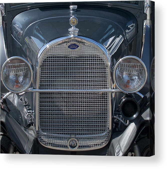 Antique Ford Acrylic Print featuring the photograph Ford Grill by Brian Kinney