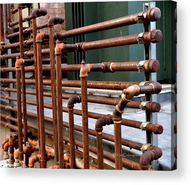 Gas Pipelines Acrylic Print featuring the photograph Gas Pipes and Fittings by Kae Cheatham
