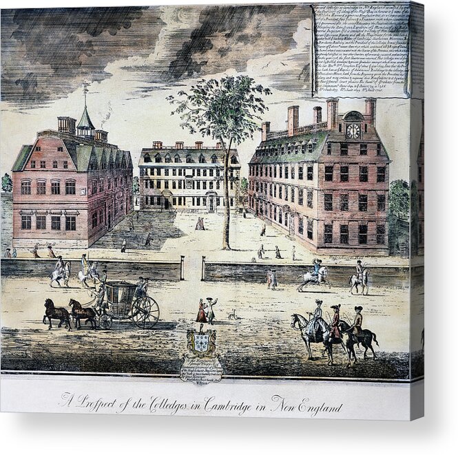 1725 Acrylic Print featuring the photograph HARVARD COLLEGE, c1725 by Granger