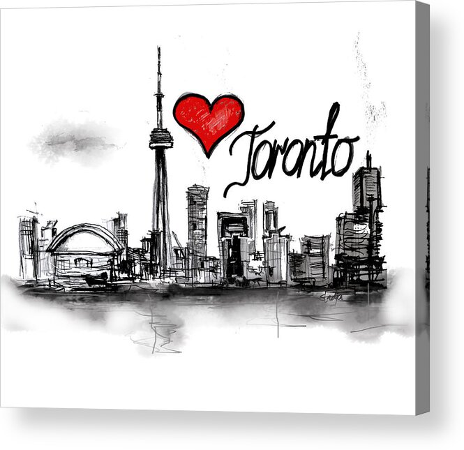 I Love Toronto Acrylic Print featuring the digital art I love Toronto by Sladjana Lazarevic