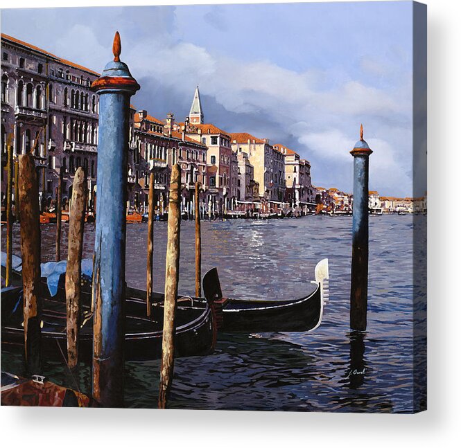 Venice Acrylic Print featuring the painting I Pali Blu Sul Canal Grande by Guido Borelli