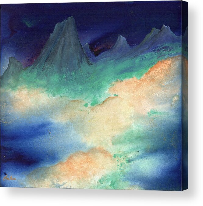 Landscape Acrylic Print featuring the painting Ice Mountain Sunrise by Charlene Fuhrman-Schulz
