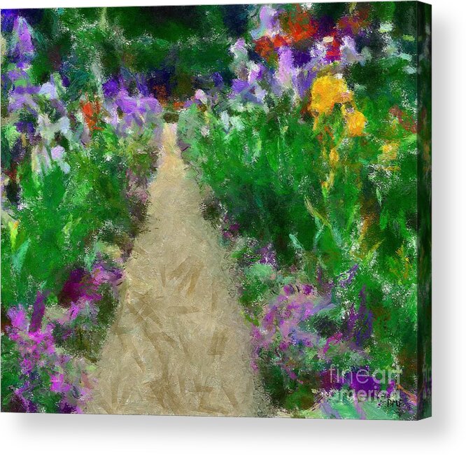 Landscapes Acrylic Print featuring the painting Iris Time in Giverny by Dragica Micki Fortuna