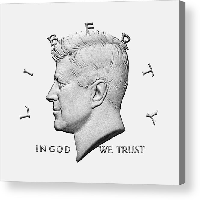 Jfk Acrylic Print featuring the digital art JFK - In God We Trust by War Is Hell Store