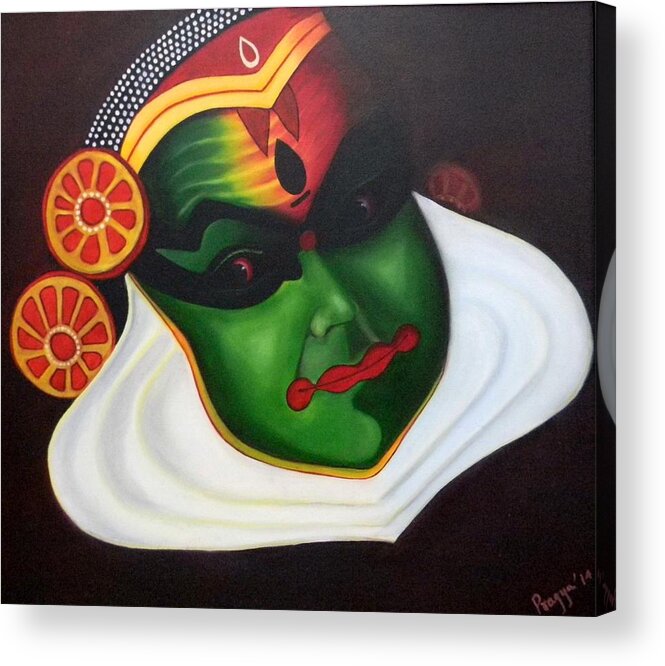 Kathakali Acrylic Print featuring the painting Kathakali Dancer by Pragya Suman