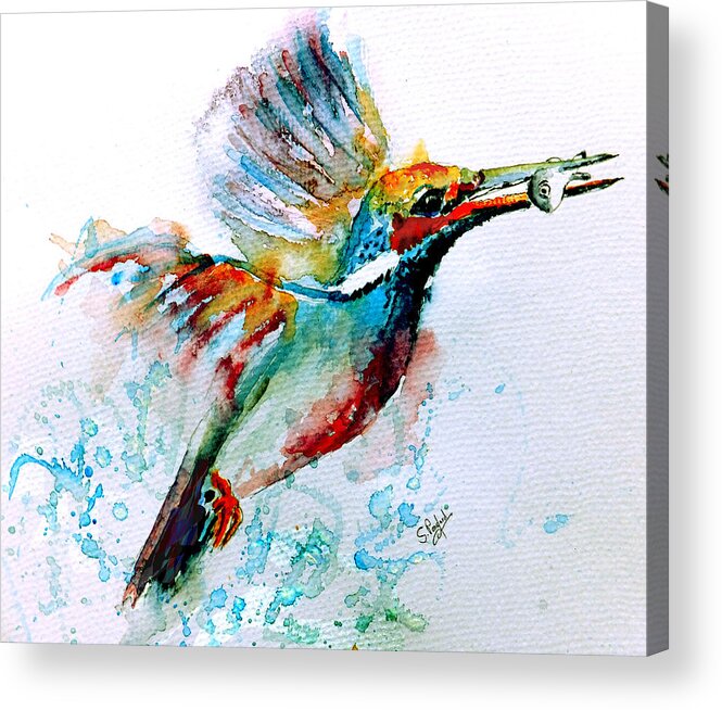 Kingfisher Acrylic Print featuring the painting Kingfisher by Steven Ponsford