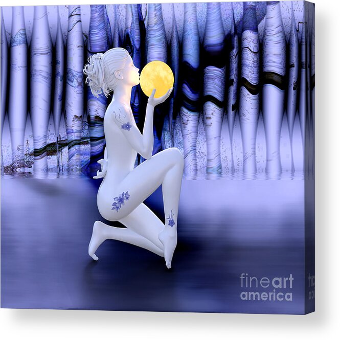 Moon Acrylic Print featuring the digital art Kissing The Moon by Barbara Milton