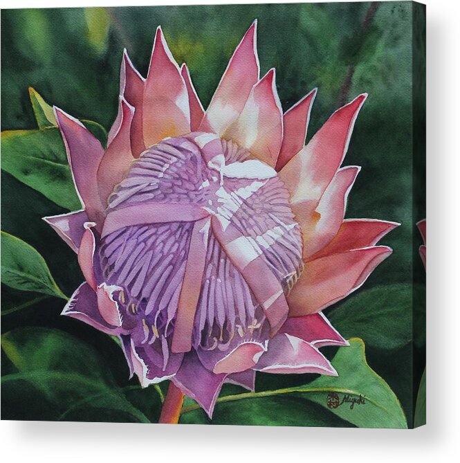 Protea Acrylic Print featuring the painting Kula Beauty by Kelly Miyuki Kimura