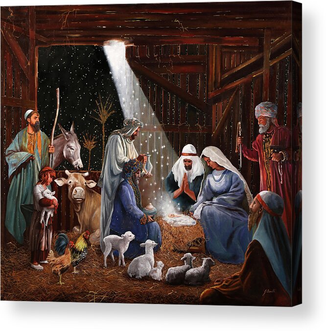 Nativity Acrylic Print featuring the painting La Nativita' by Guido Borelli