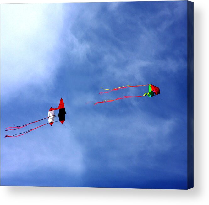 Kites Acrylic Print featuring the photograph Let's Go Fly 2 Kites by Marie Jamieson