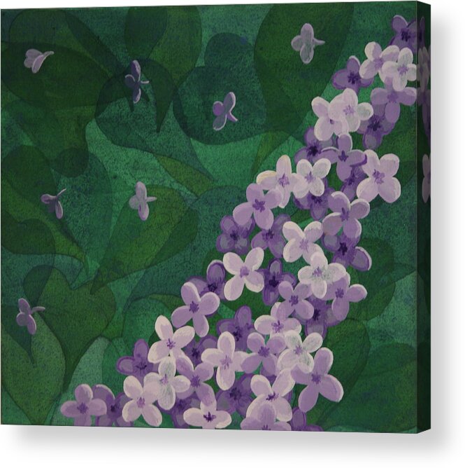 Abstract.flowers Acrylic Print featuring the painting Lilac by Paul Amaranto