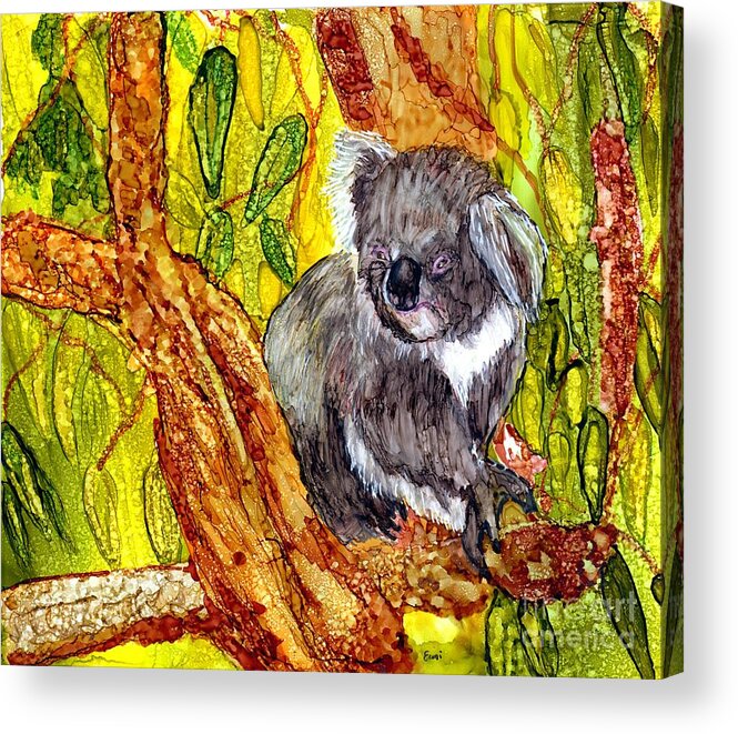 Koala Acrylic Print featuring the painting Lunch in the Gum Tree by Eunice Warfel