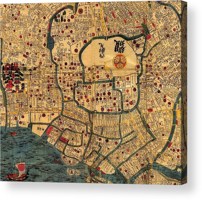 Map Of Tokyo Acrylic Print featuring the photograph Map Of Tokyo 1845 by Andrew Fare