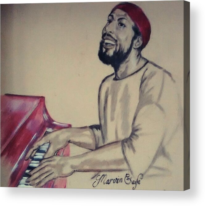 Piano Acrylic Print featuring the painting Marvin Gaye by Sylvester Wofford