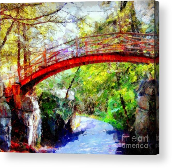 Bridge Acrylic Print featuring the photograph Minnewaska Wooden Bridge by Janine Riley