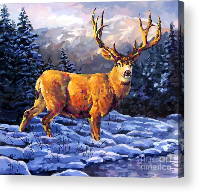 Mule Deer Acrylic Print featuring the painting Mule Deer 2 by Tim Gilliland