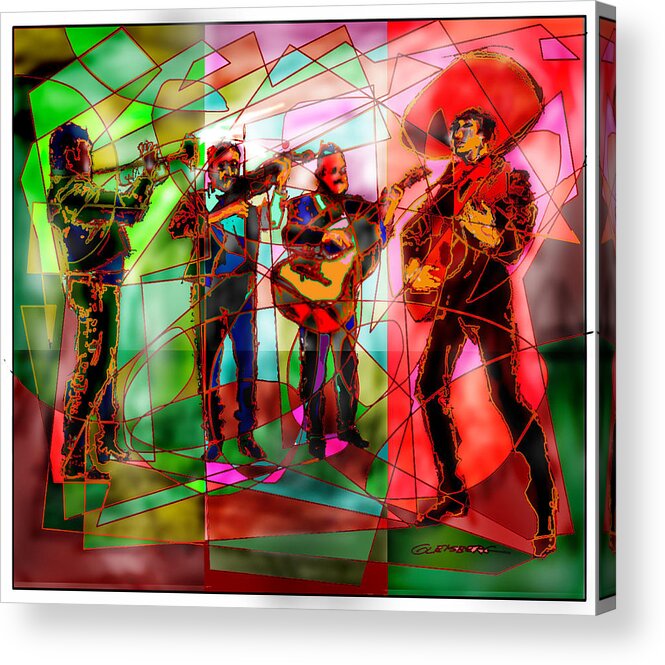 Neon Mariachi Acrylic Print featuring the painting Neon Mariachi by Craig A Christiansen