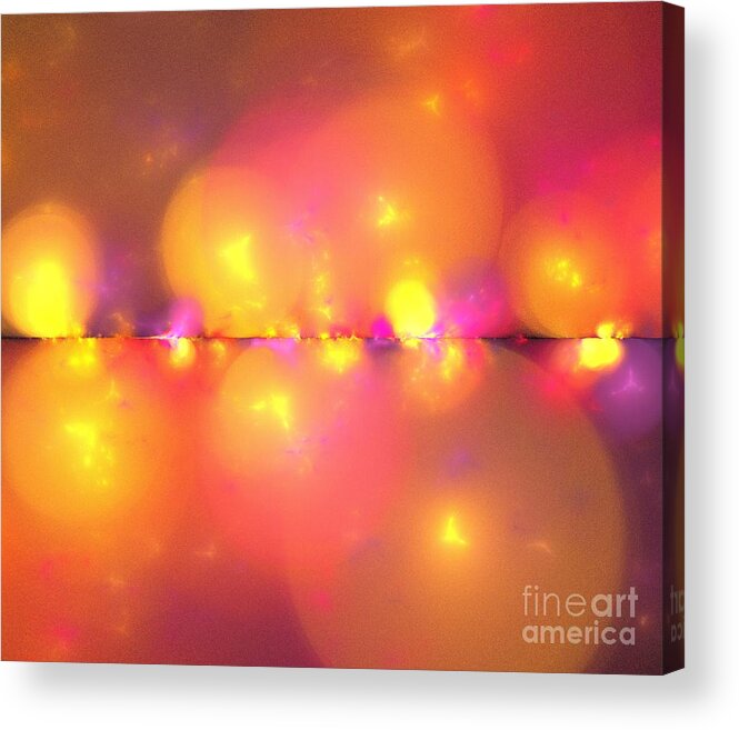 Apophysis Acrylic Print featuring the digital art Orange Pink Suns by Kim Sy Ok