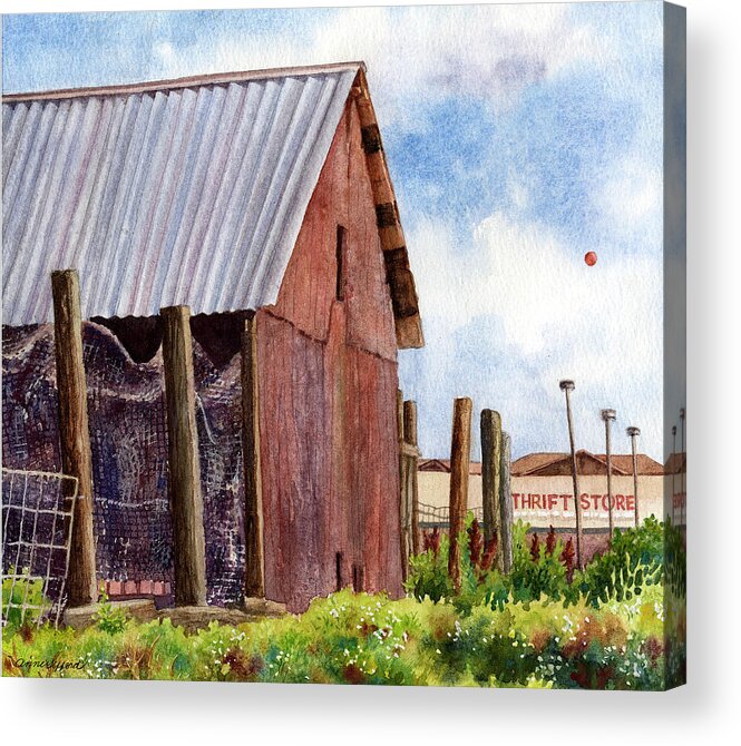 Old Barn Painting Acrylic Print featuring the painting Progression by Anne Gifford