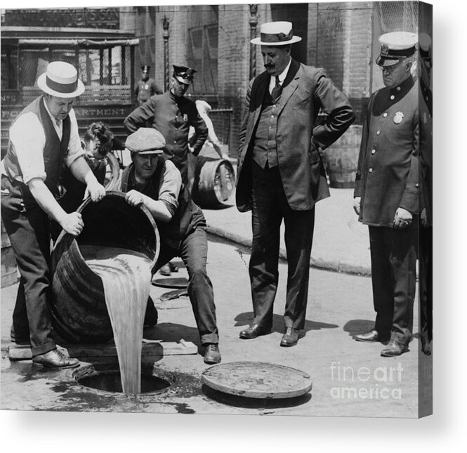 Government Acrylic Print featuring the photograph Prohibition Agents Dump Liquor Into Sewar by Science Source