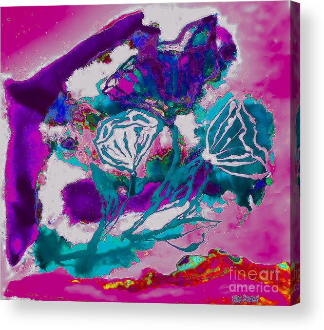 Painting Acrylic Print featuring the digital art Psycadelic Flowers by Marsha Heiken