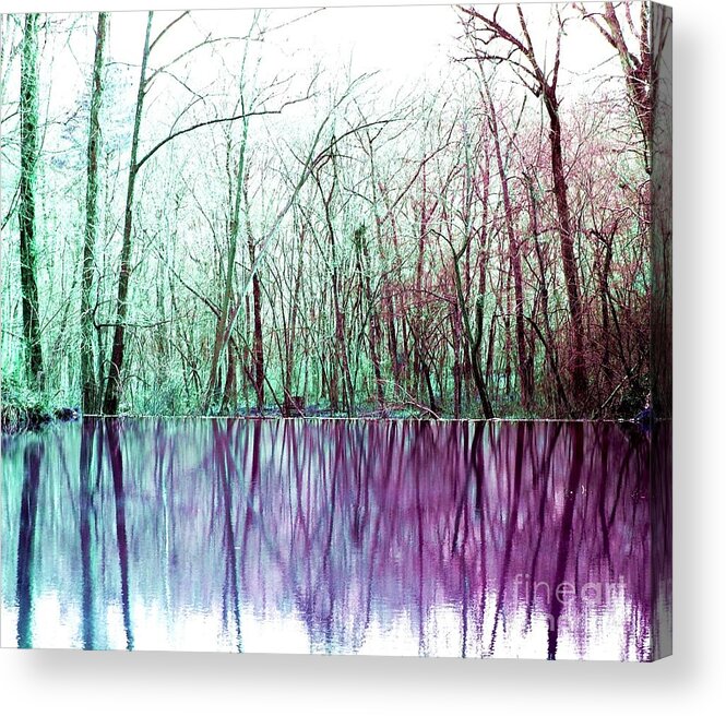 Trees Acrylic Print featuring the digital art Purple Reflections by Patty Vicknair